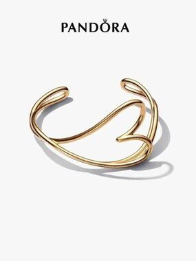 Pandora Polished Gold Sculptural Open Cuff Bracelet